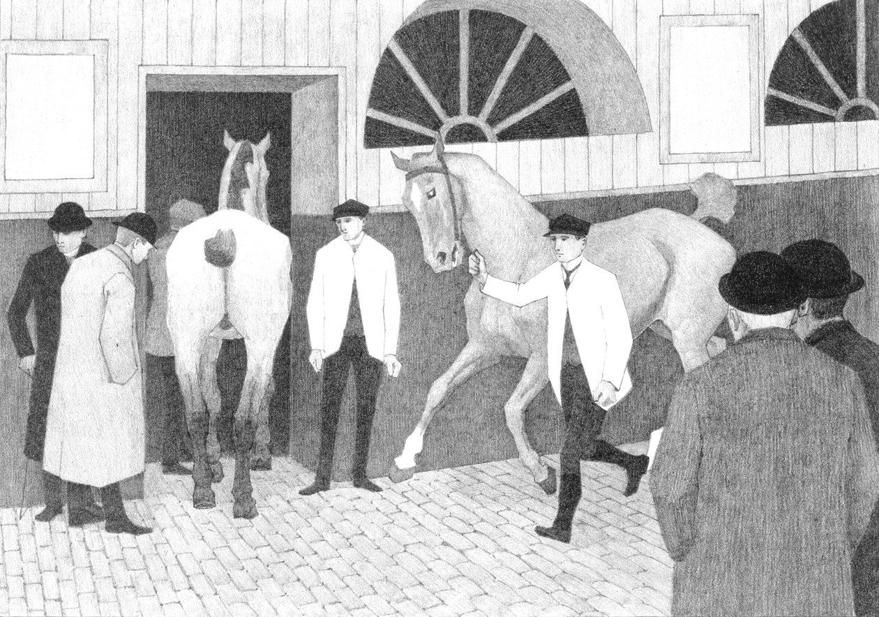 El mercado de caballos (Barbican No.1) 1920 de Robert Polhill Bevan