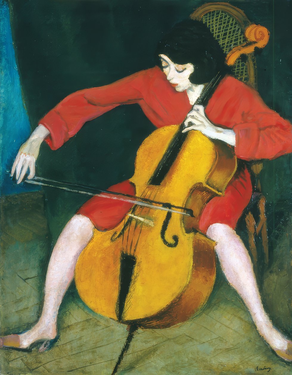 Mujer tocando el violonchelo de Robert Bereny
