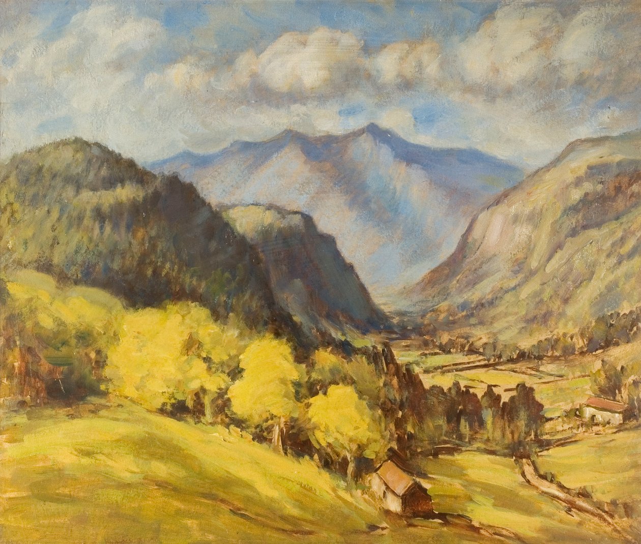 Paisaje de valle (óleo sobre tabla) de Robert Ernest McEune