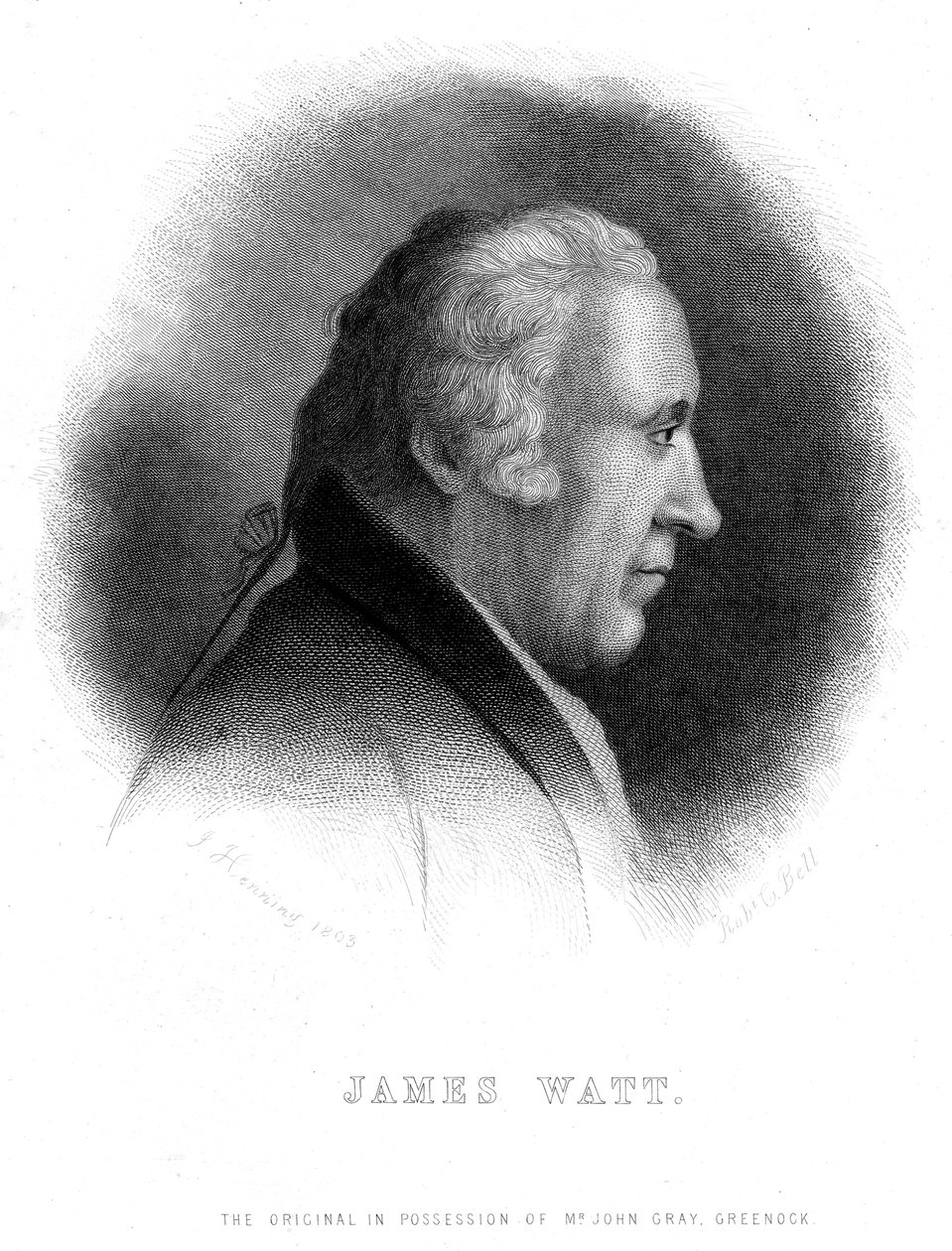 James Watt, ingeniero escocés, siglo XIX de Robert G. Bell