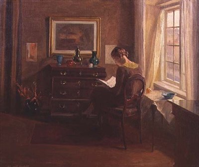 Dama leyendo en un interior de Robert Panitzsch