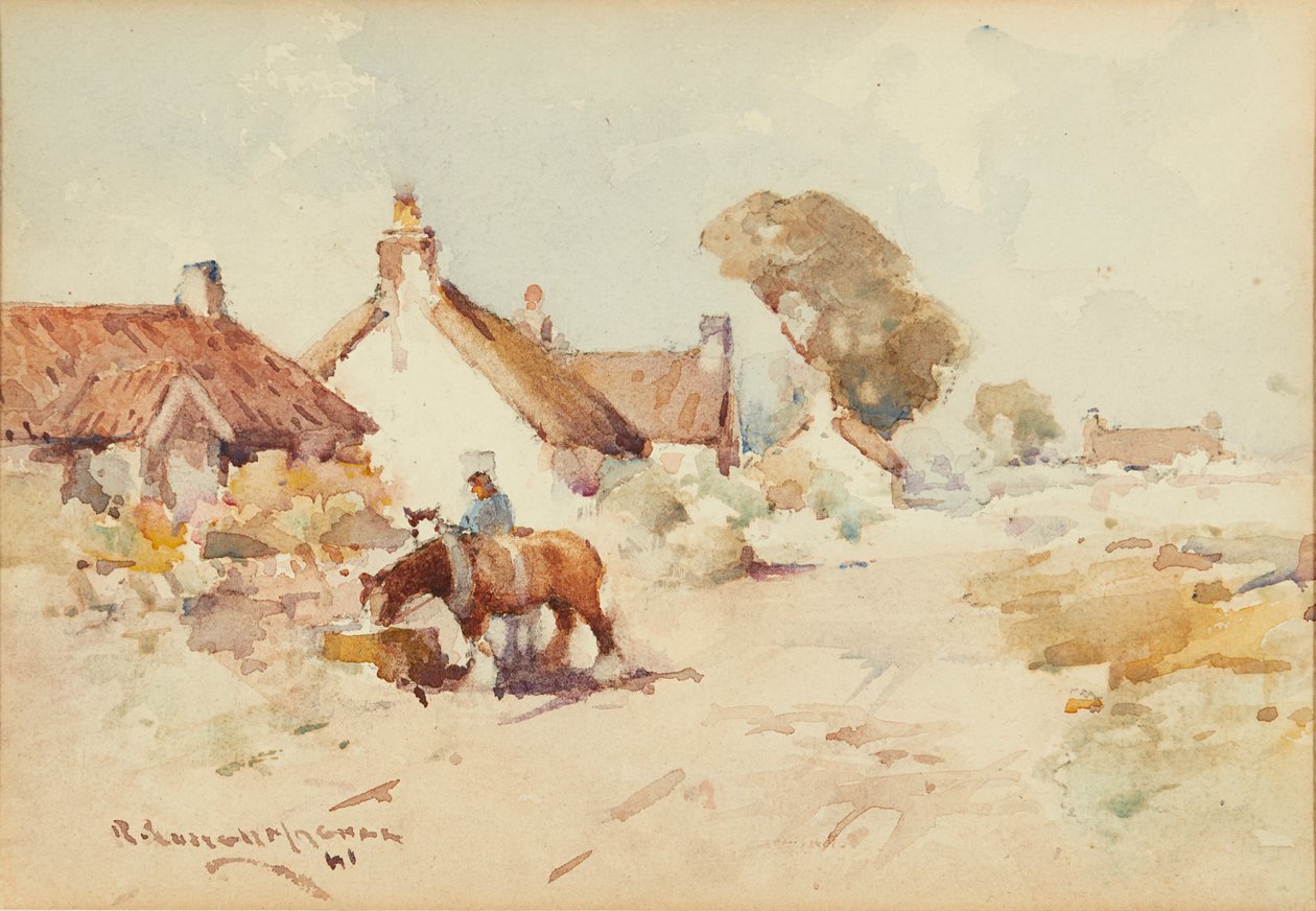 Caballo y carro ( acuarela) de Robert Russell MacNee