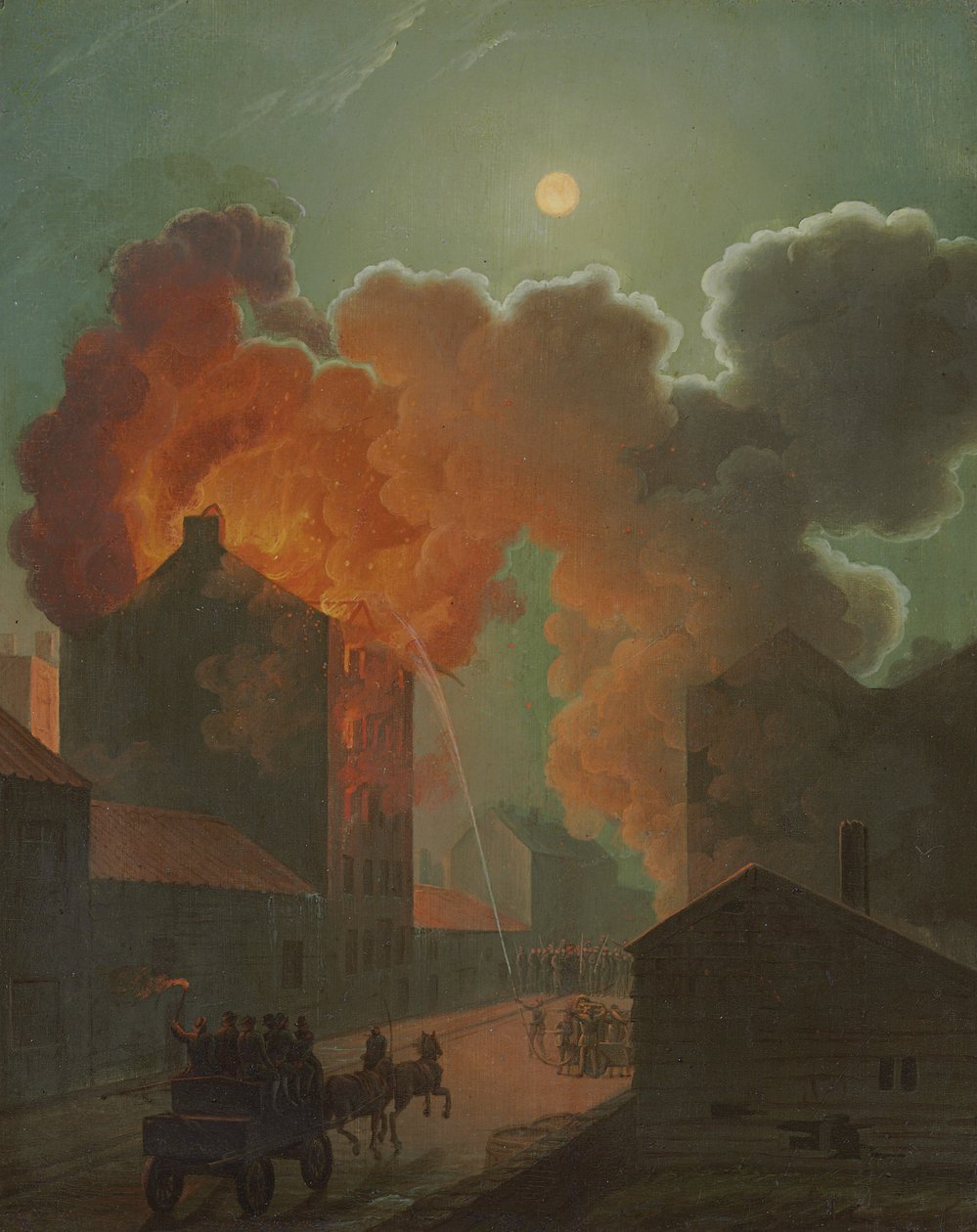 Un incendio en Boston a la luz de la luna, c.1830-1835 de Robert Salmon