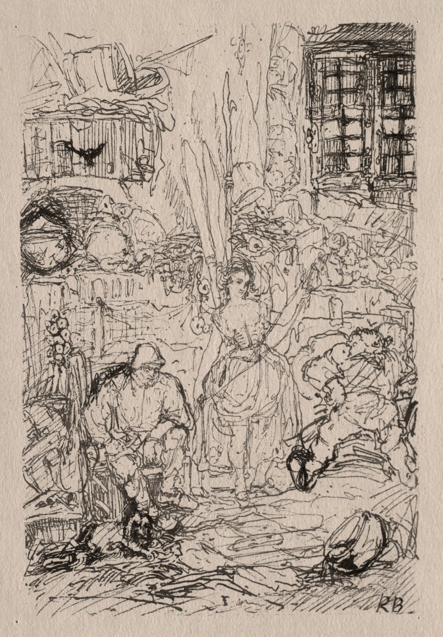 Interior de hilandera de Rodolphe Bresdin