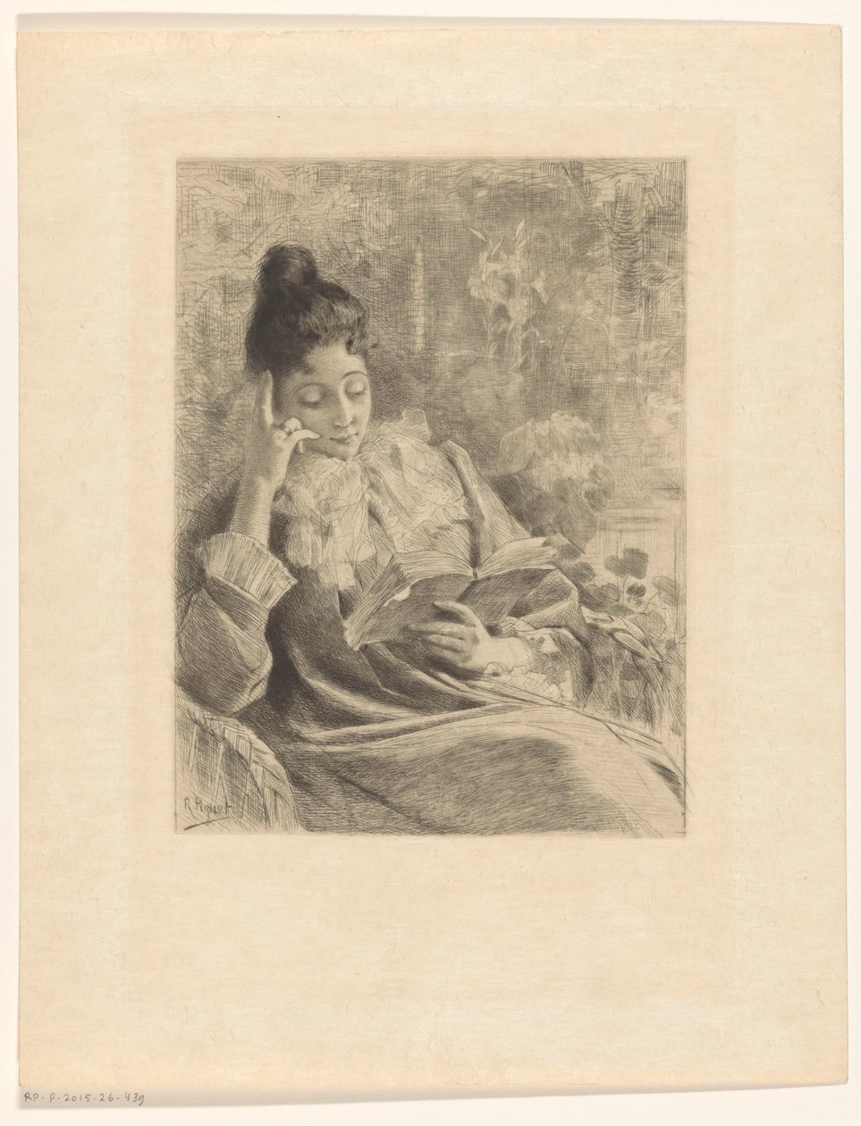Mujer lectora en una silla de Rodolphe Piguet