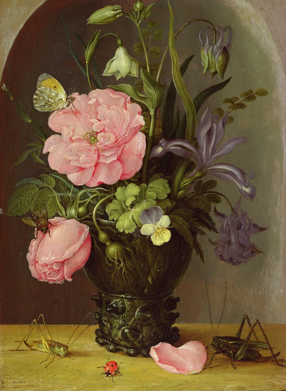 Un Jarrón de Flores, 1611 de Roelandt Jacobsz. Savery