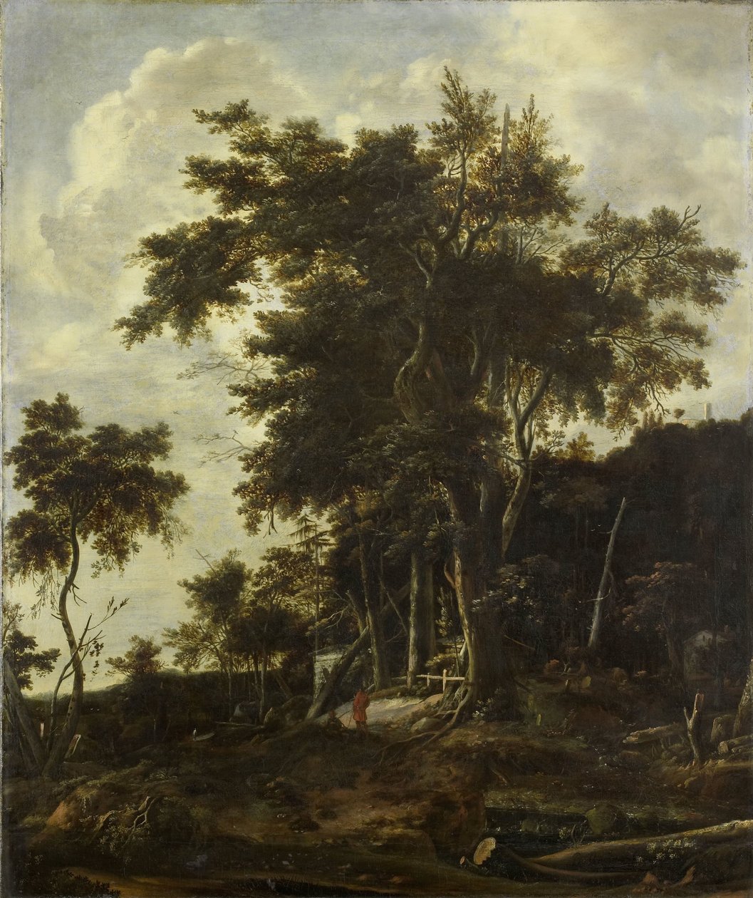 Paisaje forestal con un cobertizo de leñador de Roelant Roghman