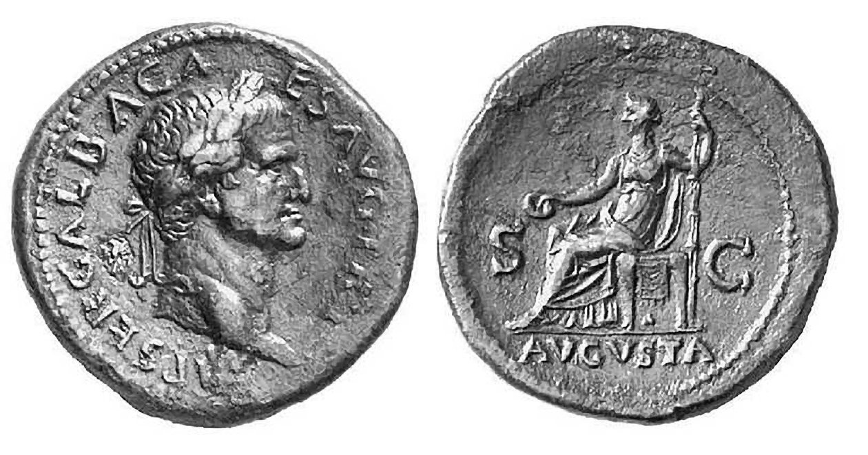 Moneda del emperador romano Galba, 68-69 d.C. de Roman