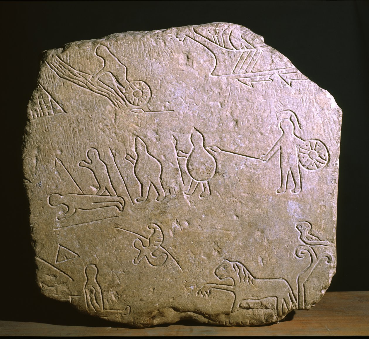 Estela funeraria con escenas de caza y batalla, Novilara de Roman