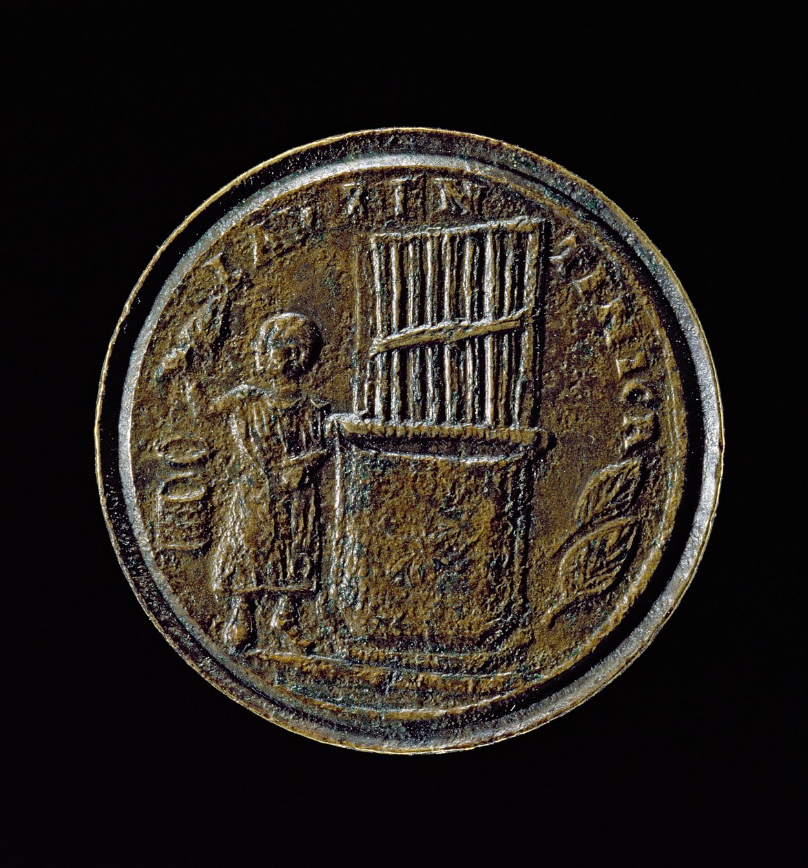 Moneda romana que representa un órgano de Roman