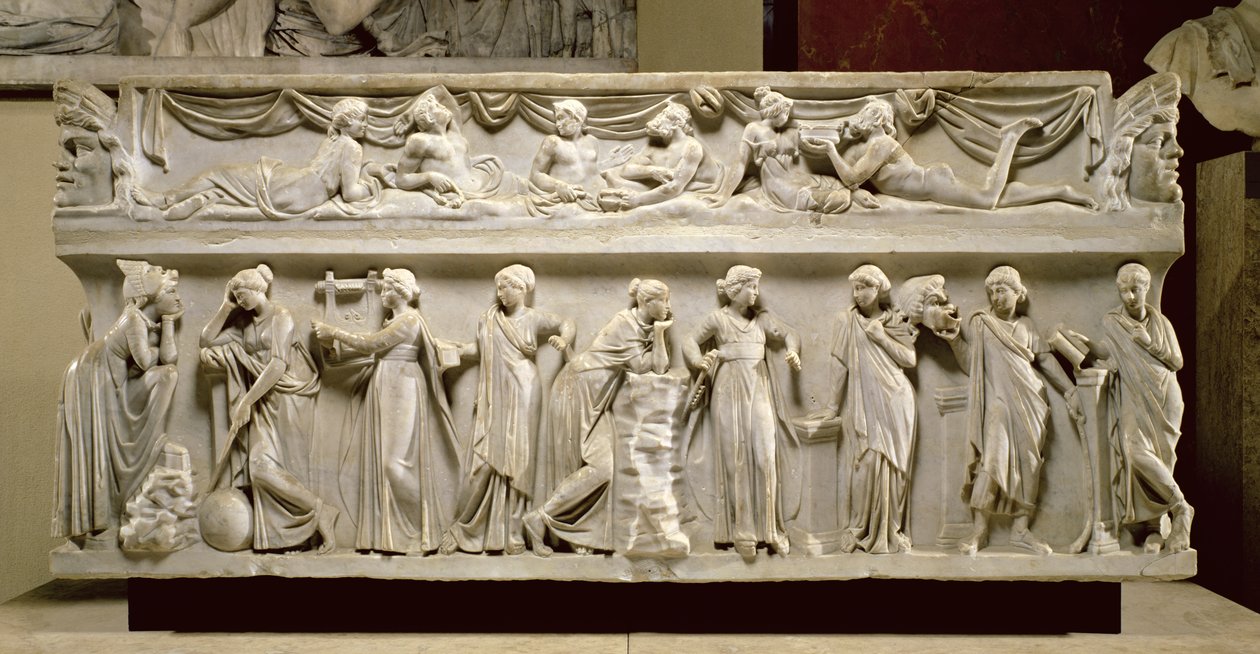 Sarcófago de las Musas, romano (mármol) de Roman
