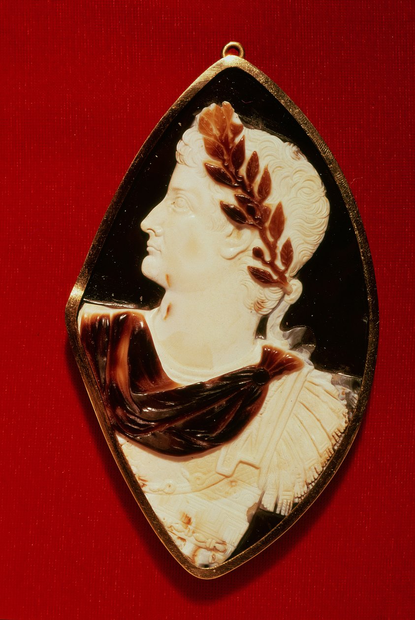 Camafeo de Sardónice con el perfil de Tiberio (Claudio Nerón) (42 a.C.-37 d.C.), siglo I d.C. de Roman