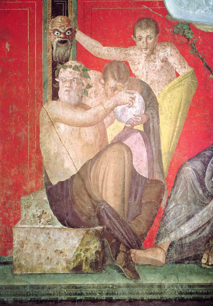 Silenus y el joven sátiro, pared este, Oecus 5, 60-50 a.C. de Roman