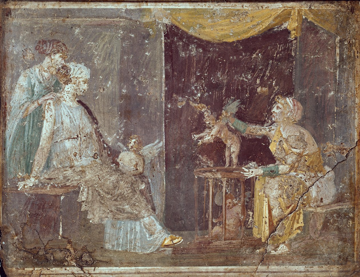 Mujer vendiendo Cupidos, de Stabiae, siglo I a.C.-79 d.C. de Roman