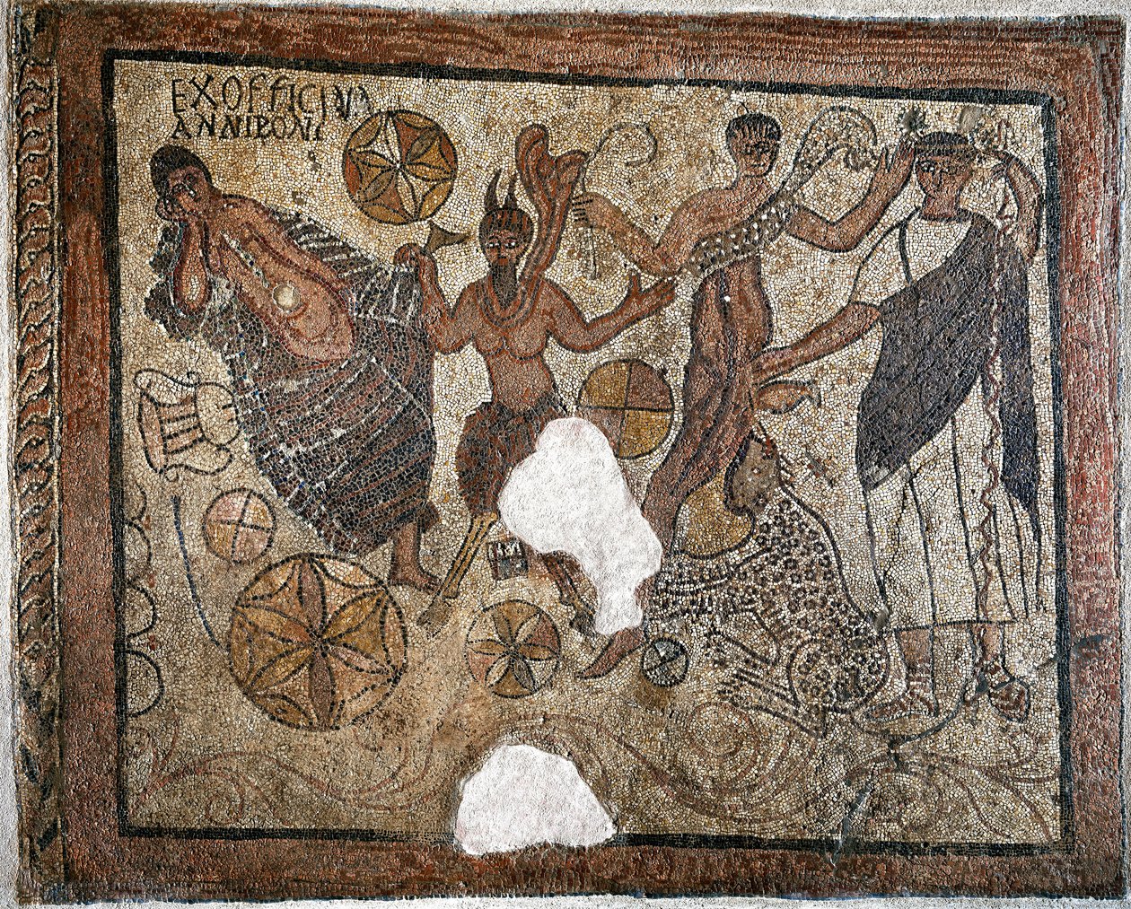 Dionisio y Ariadna - Mosaico, siglo IV de Roman