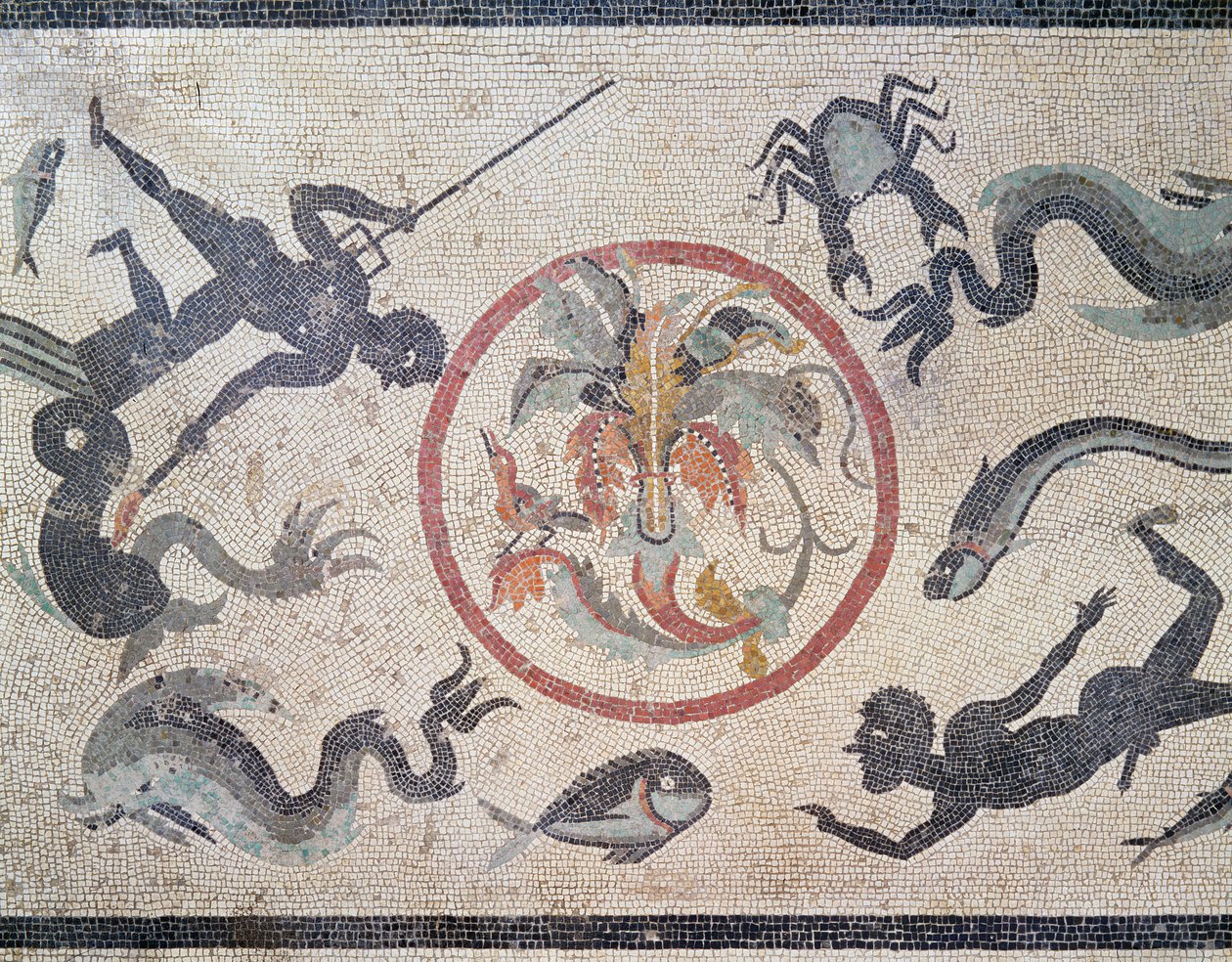 Pescadores y criaturas marinas, siglo I d.C. de Roman