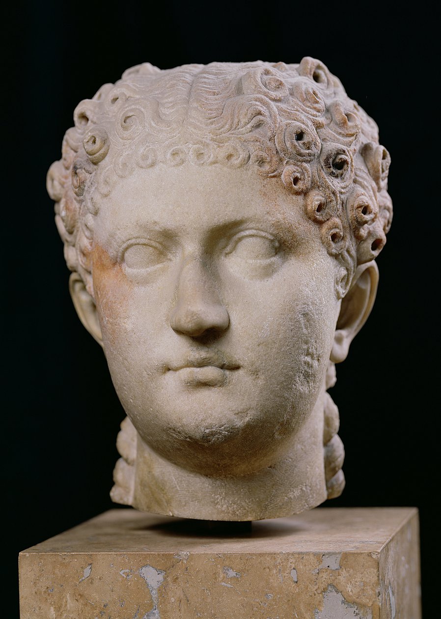 Cabeza de Agripina la Menor (c.16-59) (mármol) de Roman
