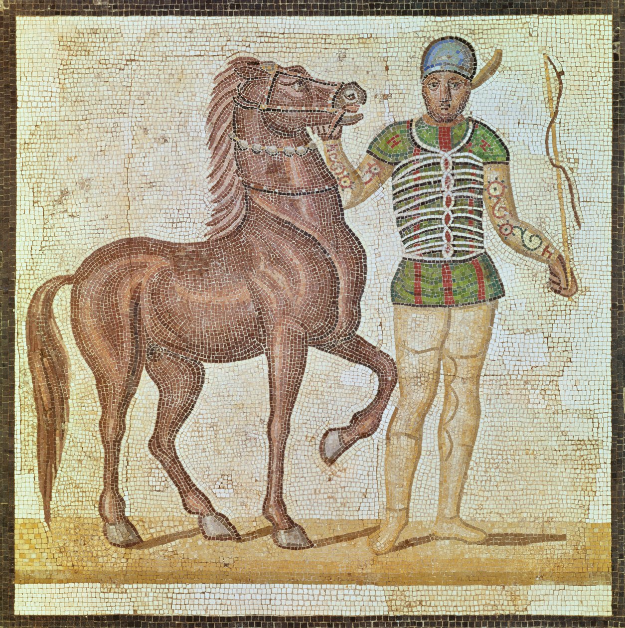 Jinete en colores de carrera (mosaico) de Roman