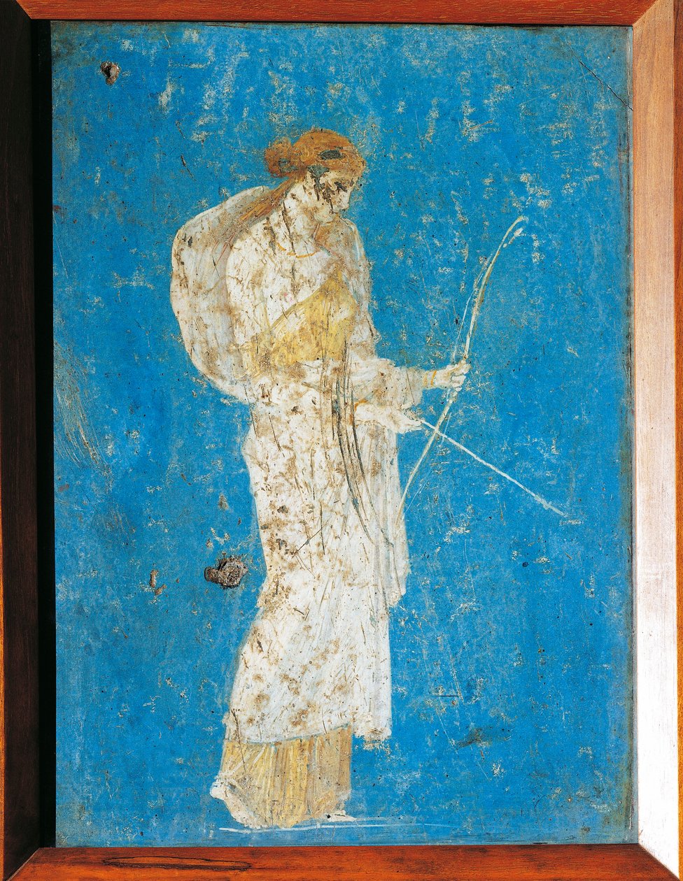 Fresco romano que representa a Diana, de Pompeya, Italia de Roman Roman