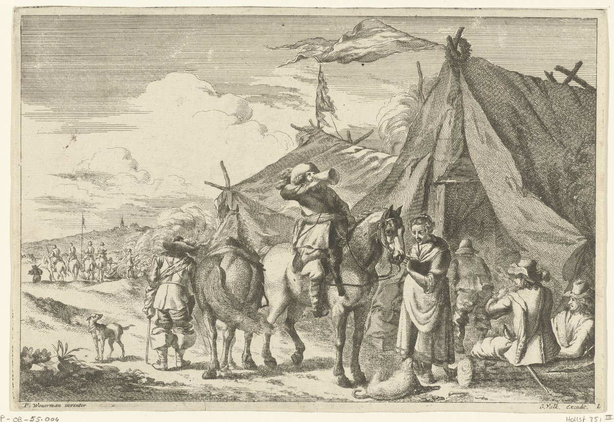 Jinetes descansan en carpas de Romeyn de Hooghe (rejected attribution)