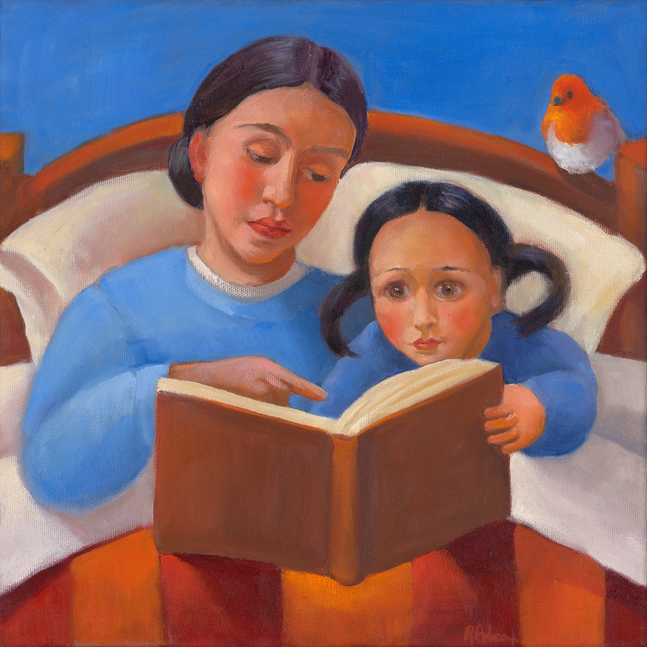 Bedtime Story, 2022 (óleo sobre lienzo) de Rosemarie Adcock