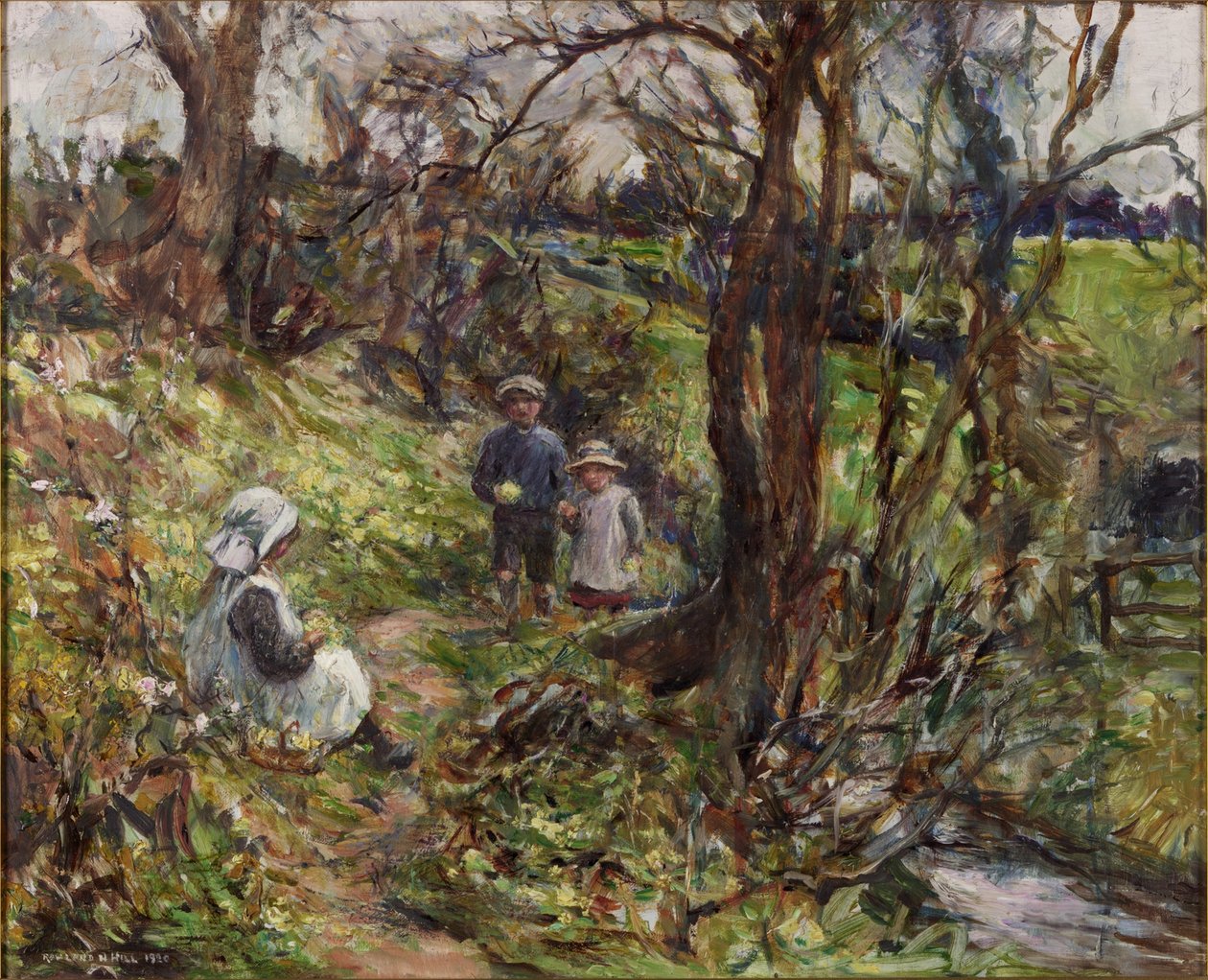 Los recolectores de prímulas (óleo sobre lienzo) de Rowland Henry Hill