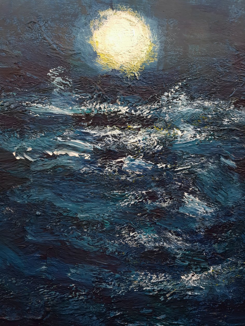 Luna llena sobre el mar de Rucksi