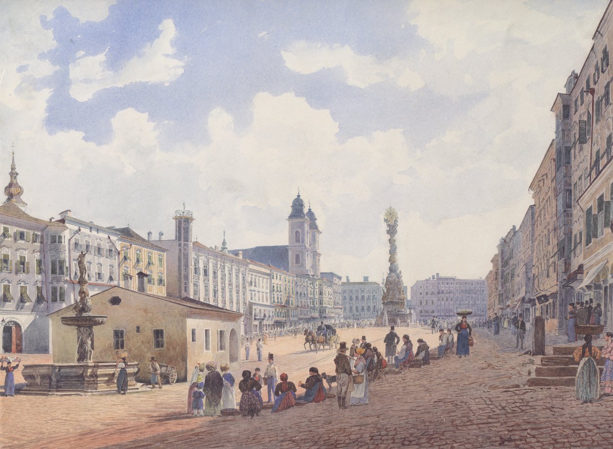 La plaza principal en Linz de Rudolf von Alt