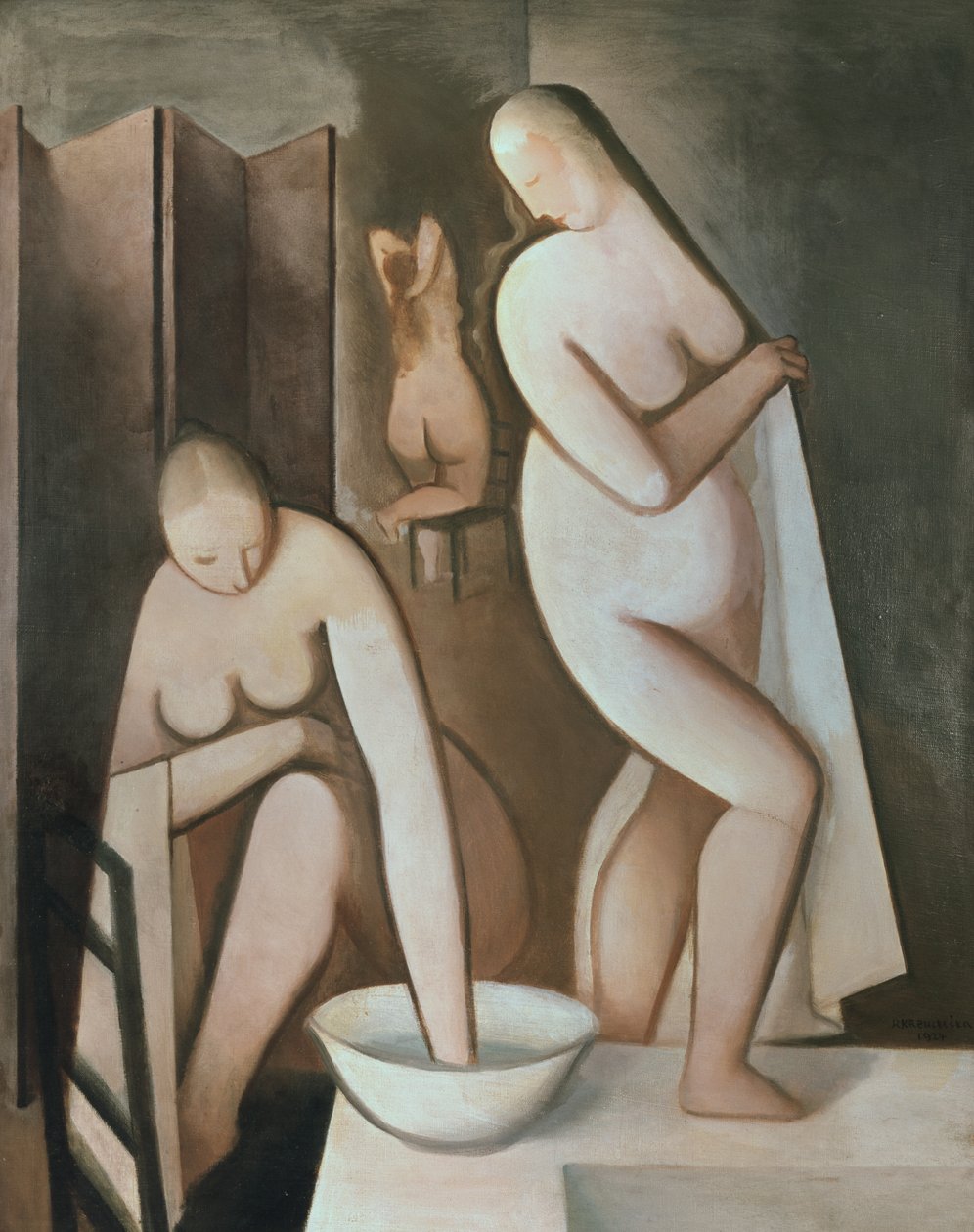 Tres mujeres en su baño de Rudolf Kremlicka