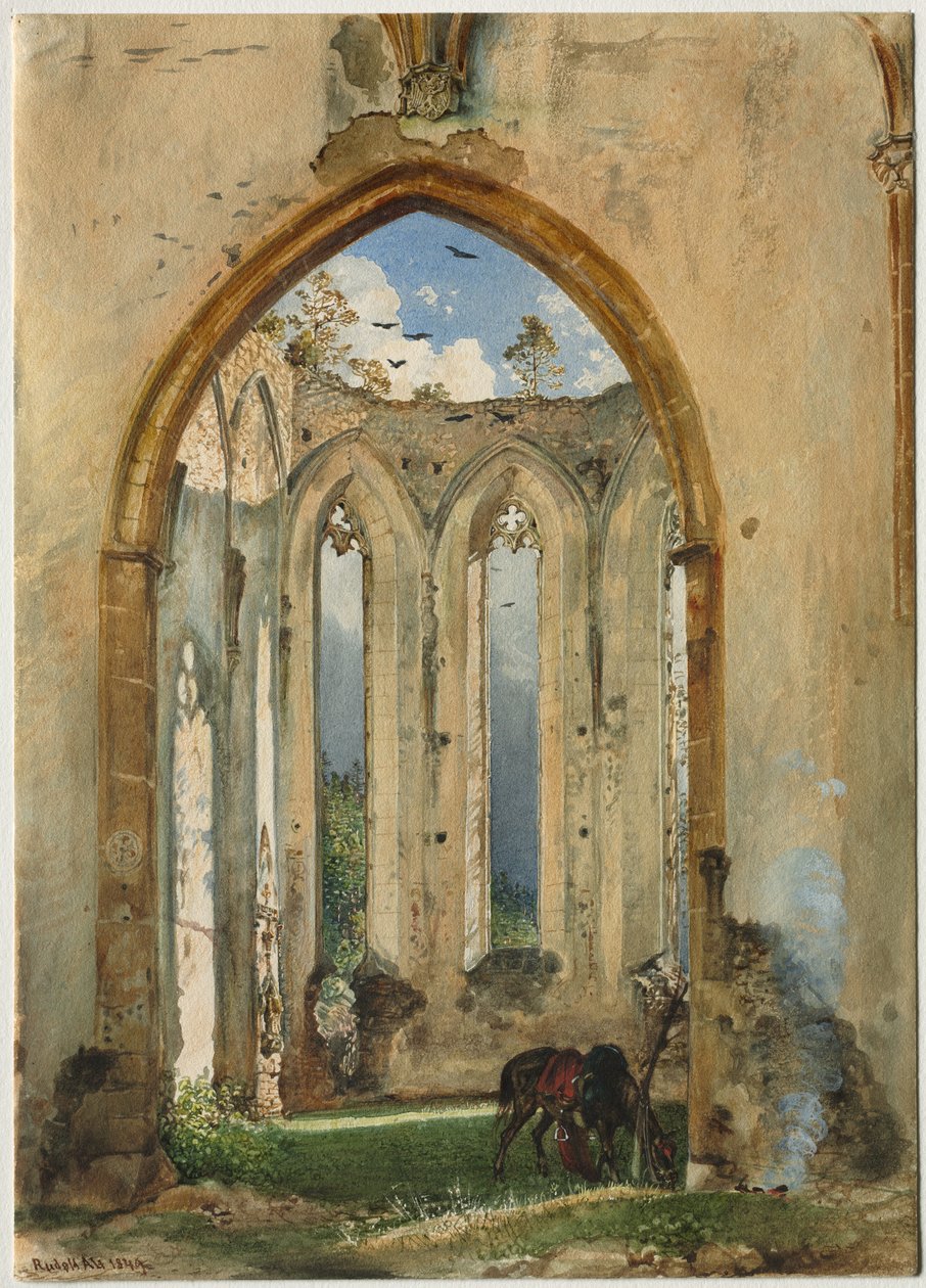 Ruina de una iglesia, 1849 de Rudolf von Alt