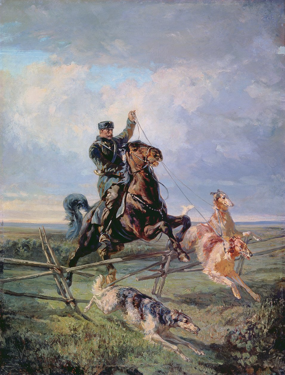 Cazador con los Borzois, 1872 de Rudolph Frenz