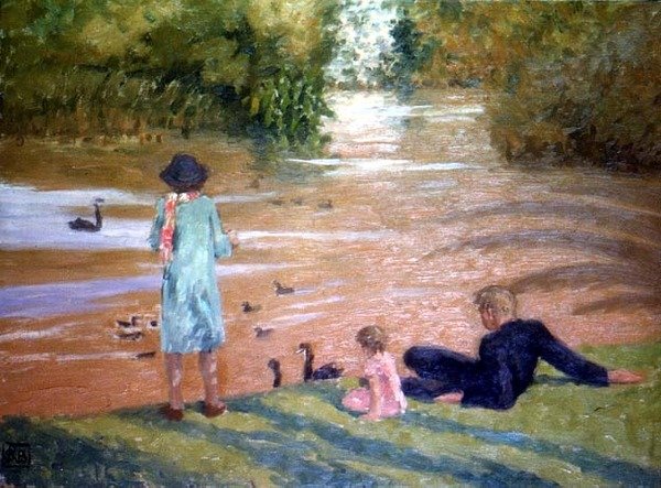 Alimentar a los cisnes de Rupert Charles Wolston Bunny