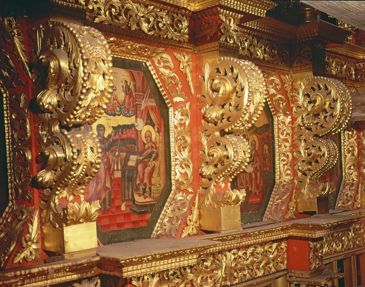 Icono de la Anunciación a la Virgen (detalle) de Russian School