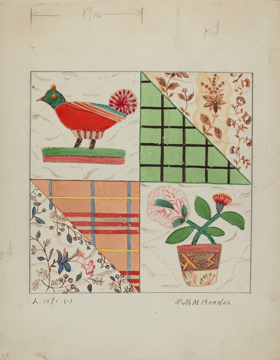 Colcha de aplicación, c. 1936 de Ruth M Barnes