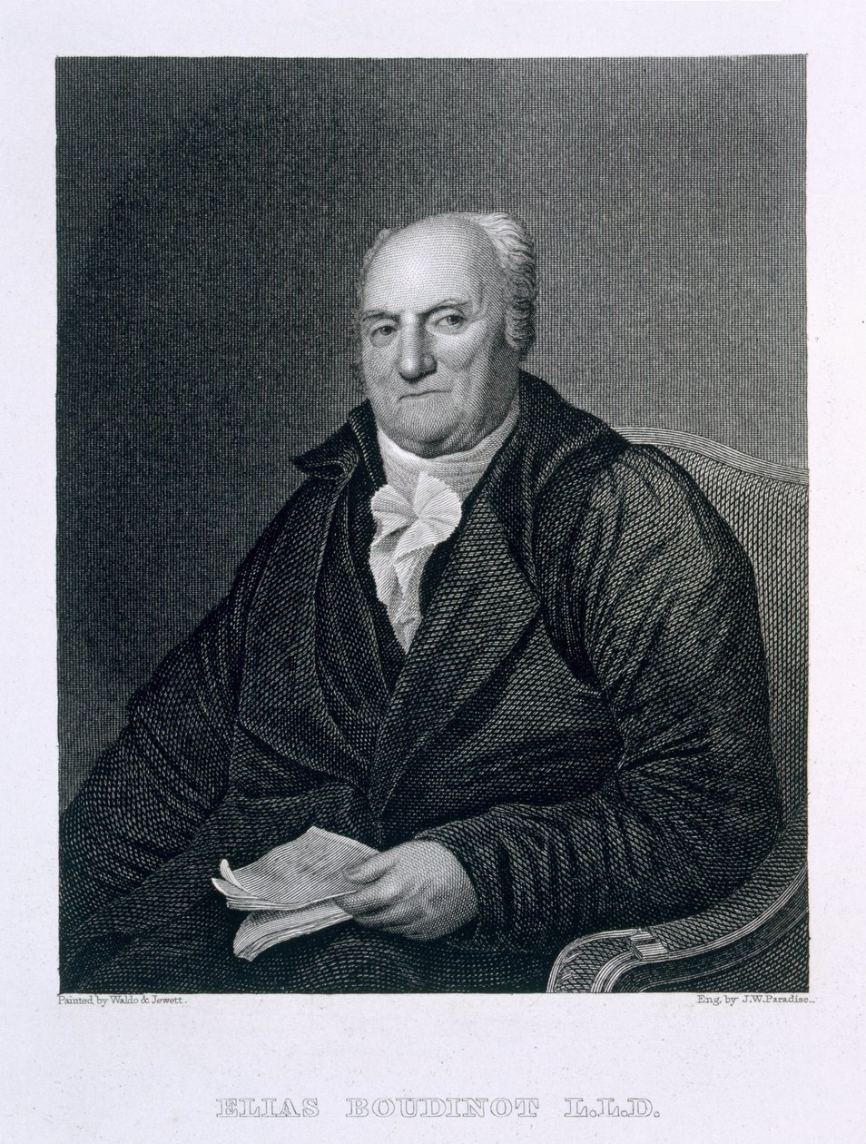 Elias Boudinot, grabado por John Wesley Paradise (1809-62) de S.L. and Jewitt, T.O.S. Waldo