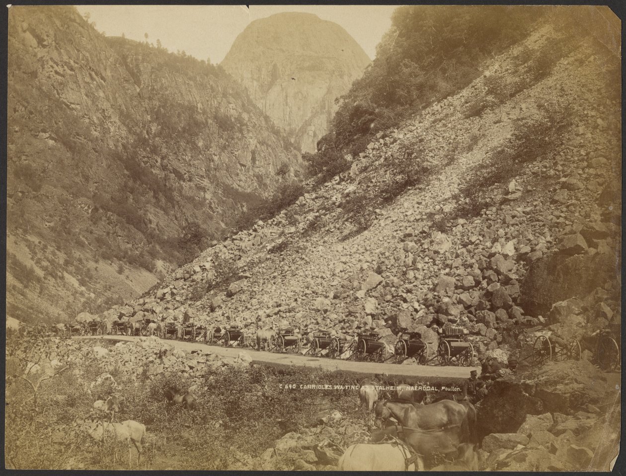 Carriolas esperando en Stalheim, Naerödal de S. E. Poulton