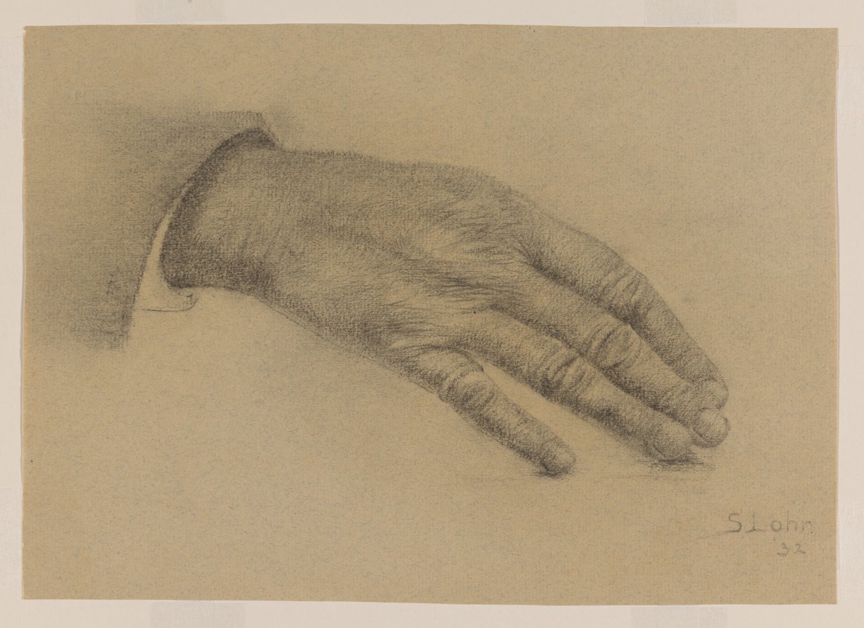 Estudio de la mano estirada de Sally Lohr (signed by artist)