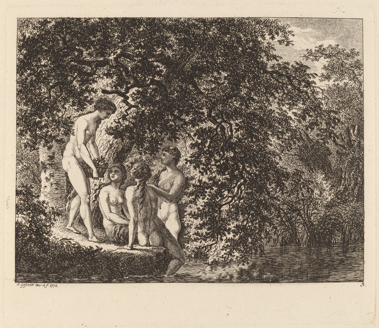 Niña Llevando una Cesta de Frutas de Salomon Gessner