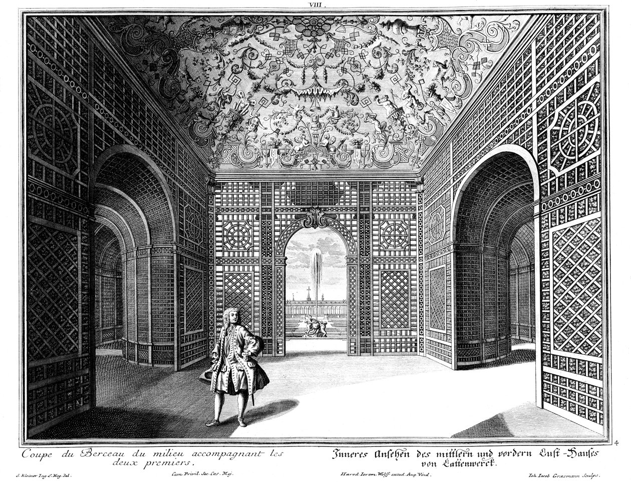 Interior de un pabellón en el "Pequeño Jardín" de Salomon Kleiner