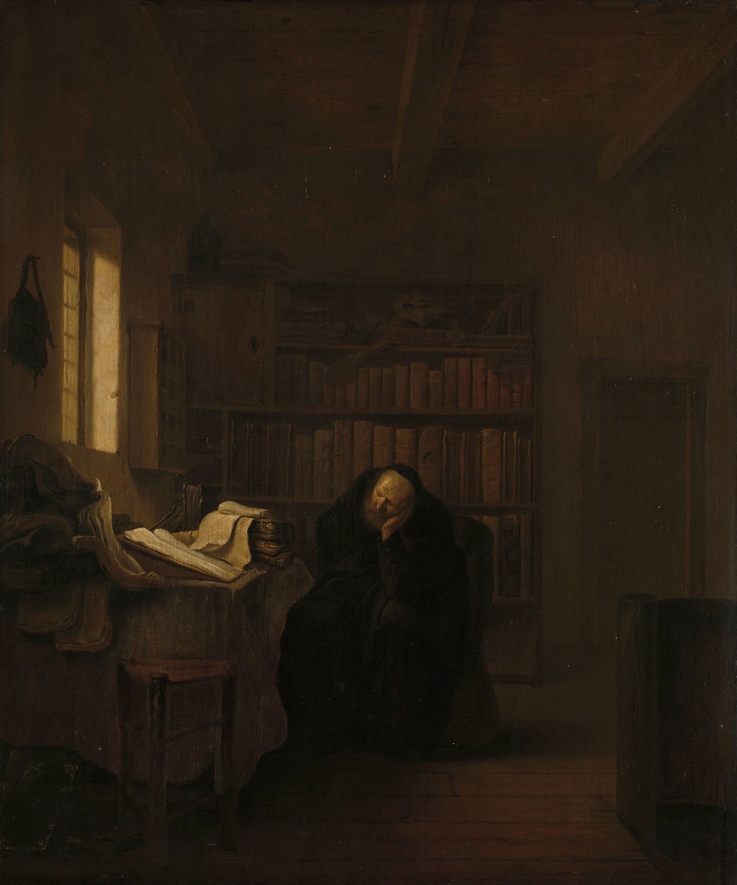 Un becario en su estudio de Salomon Koninck
