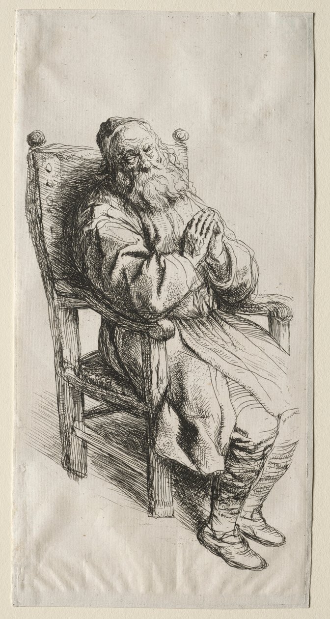 Un Viejo en una Silla, Rezando de Salomon Koninck