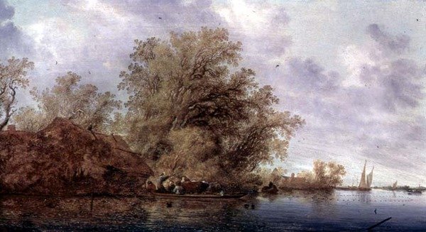 Paisaje fluvial boscoso de Salomon van Ruisdael or Ruysdael