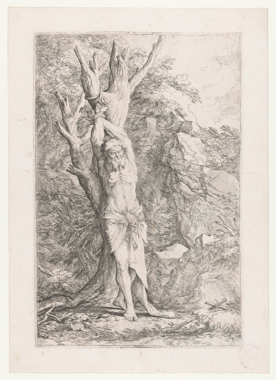 Alberto atado a un árbol de Salvator Rosa