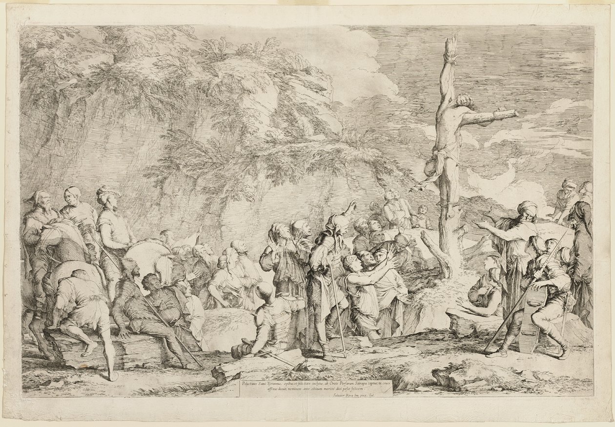 La crucifixión de Polícrates de Salvator Rosa