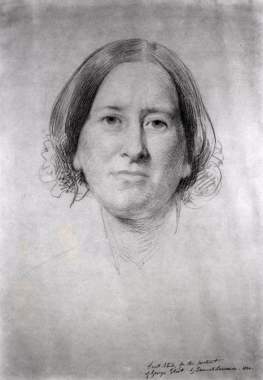 Primer estudio para el retrato de George Eliot (Mary Ann Evans) (1819-1880) 1860 de Samuel Laurence