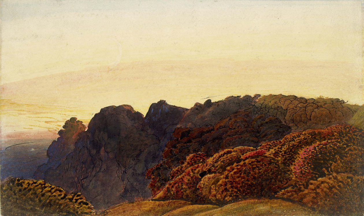 Crepúsculo amarillo, c.1830 de Samuel Palmer