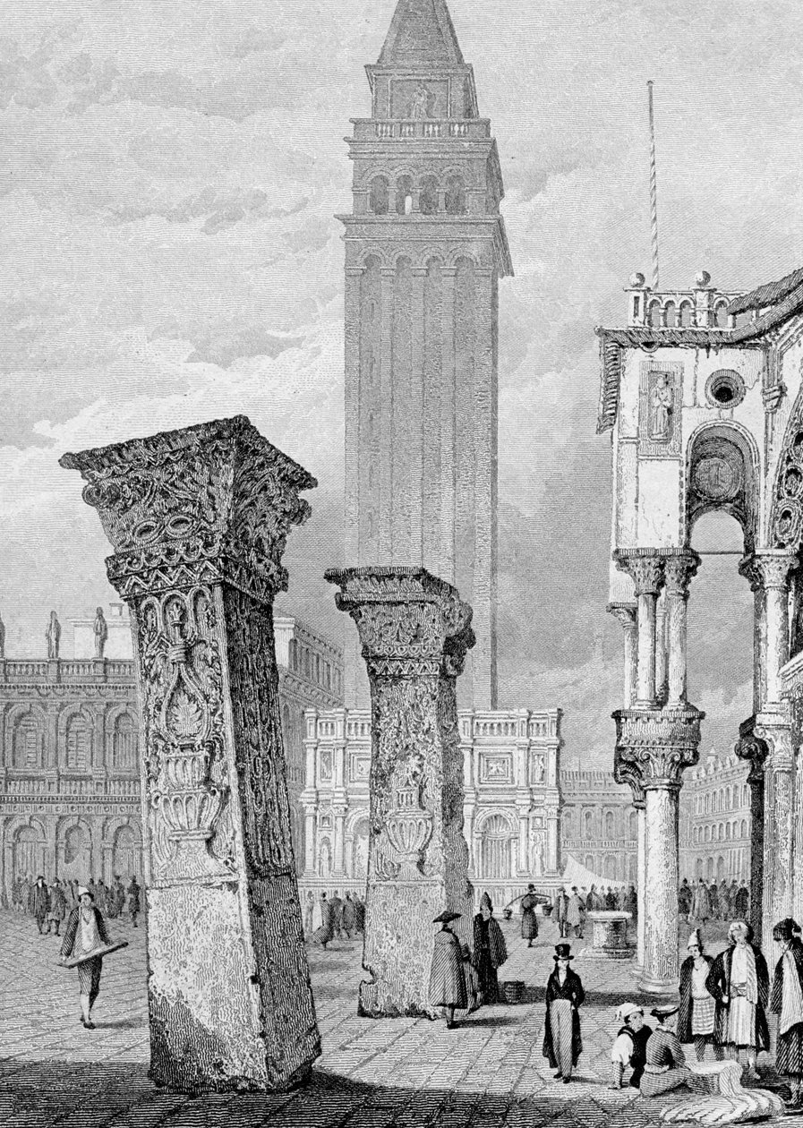 Plaza de San Marcos, Venecia, grabado por Edward John Roberts de Samuel Prout