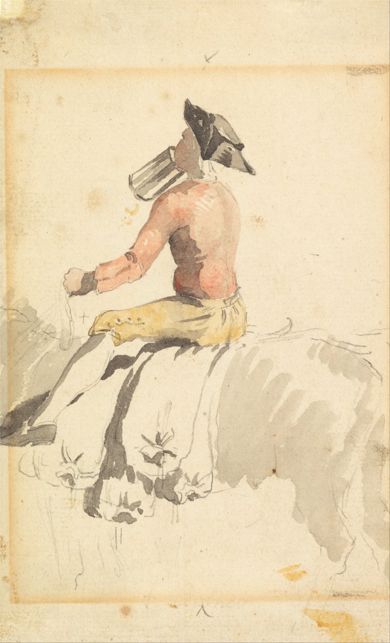Un mozo a caballo, bebiendo de Samuel Scott