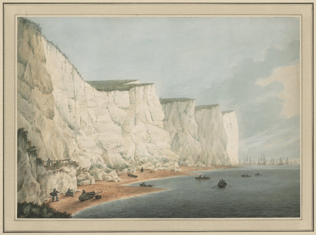 La flota frente a la costa, Beachy Head de Samuel Atkins