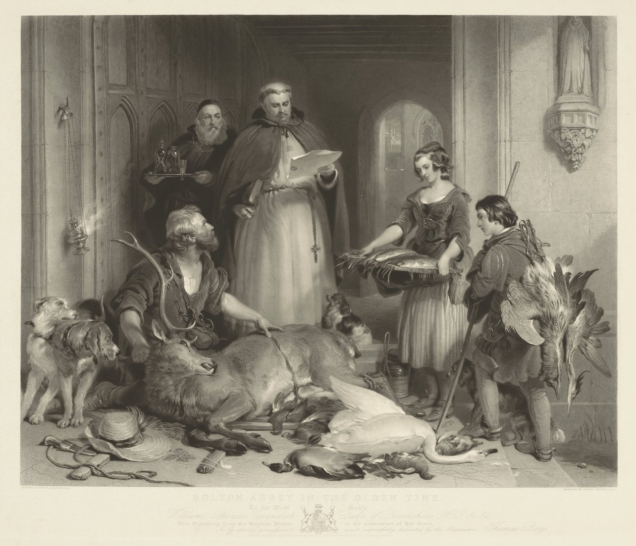 Abadía de Bolton en los tiempos antiguos. de Samuel Cousins